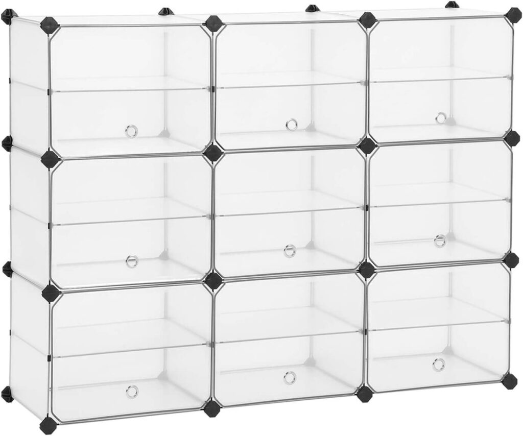ONGMICS Zapatero Organizador de Plástico con Separadores, para Armario o Dormitorio, Blanco