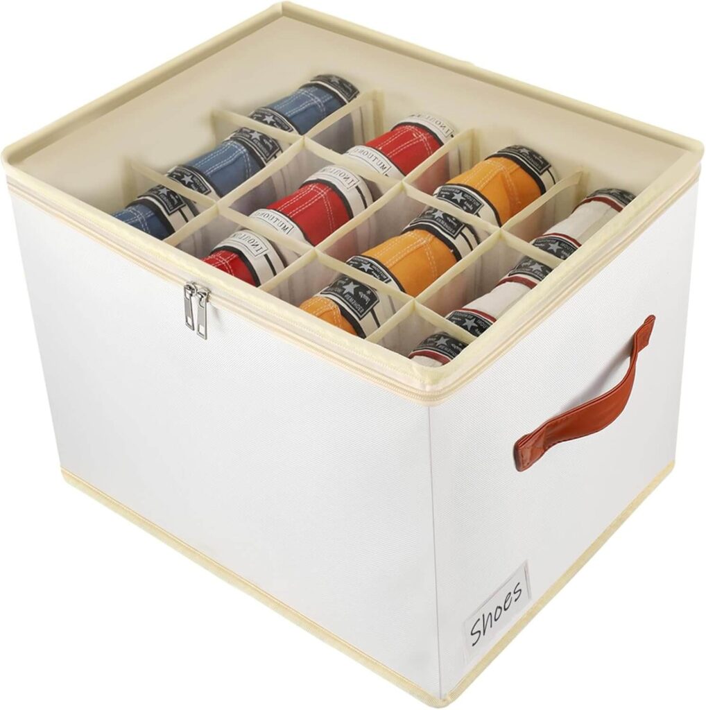 Caja organizador de zapatos para el armario, con tapas transparentes, apilable, 6 pares