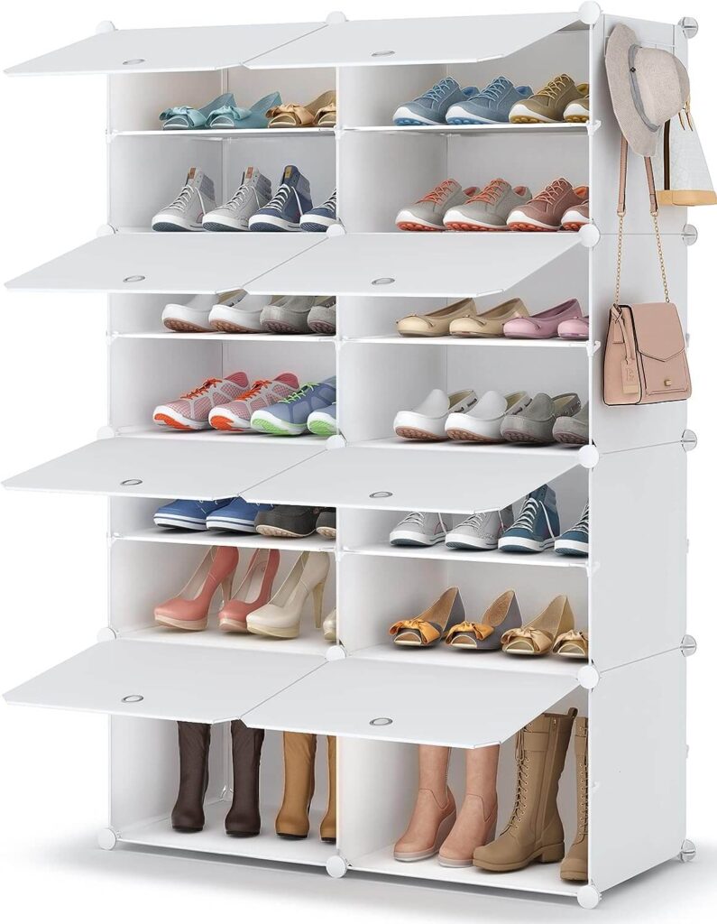 HOMIDEC Zapatero de 7 Niveles, 28 Pares, Blanco