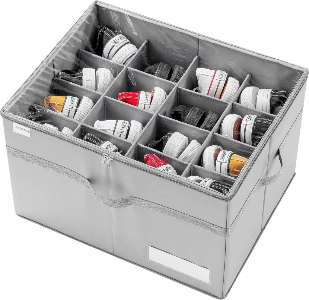 Contenedor Organizador de Zapatos para Armario, 16 Pares, Color gris