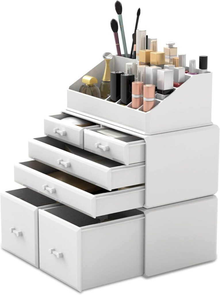 READAEER Organizador de maquillaje y cosméticos, Almacenamiento con Bandejas