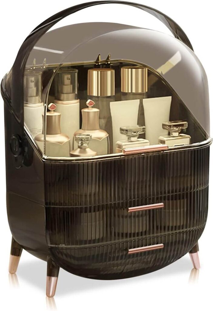 Galatée Gran Organizador de Maquillaje Retro, Cajas Almacenamiento y Organizador de joyería multifunción, color gris