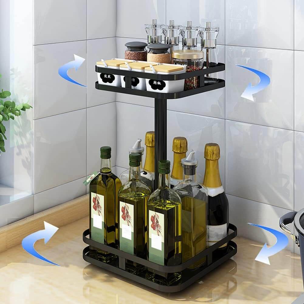 YunNasi Organizador de Especias Giratorio 360°, Estante para Especias Lazy Susan para Cocina, sin Necesidad de Taladrar, Negro