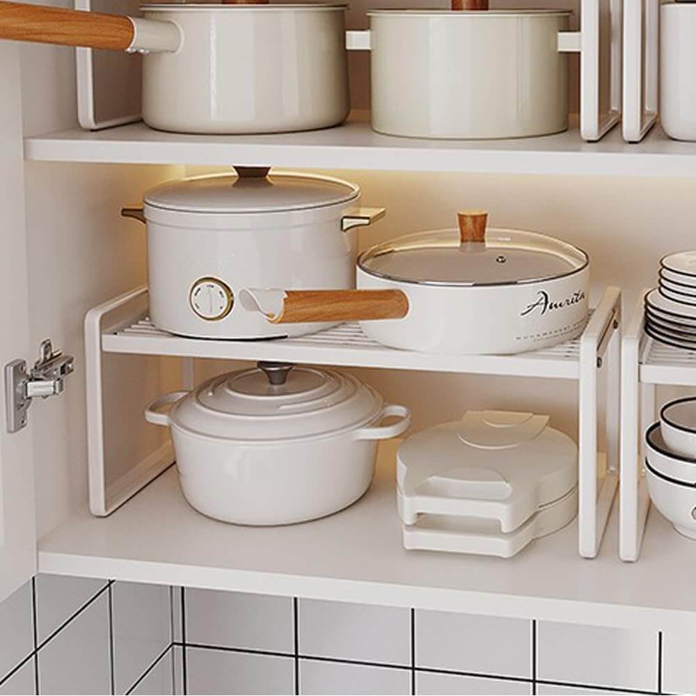 HQahnekme Organizador de Cocina de Metal para Armarios, Organizador de Encimera con Almohadilla Antideslizante, Blanco
