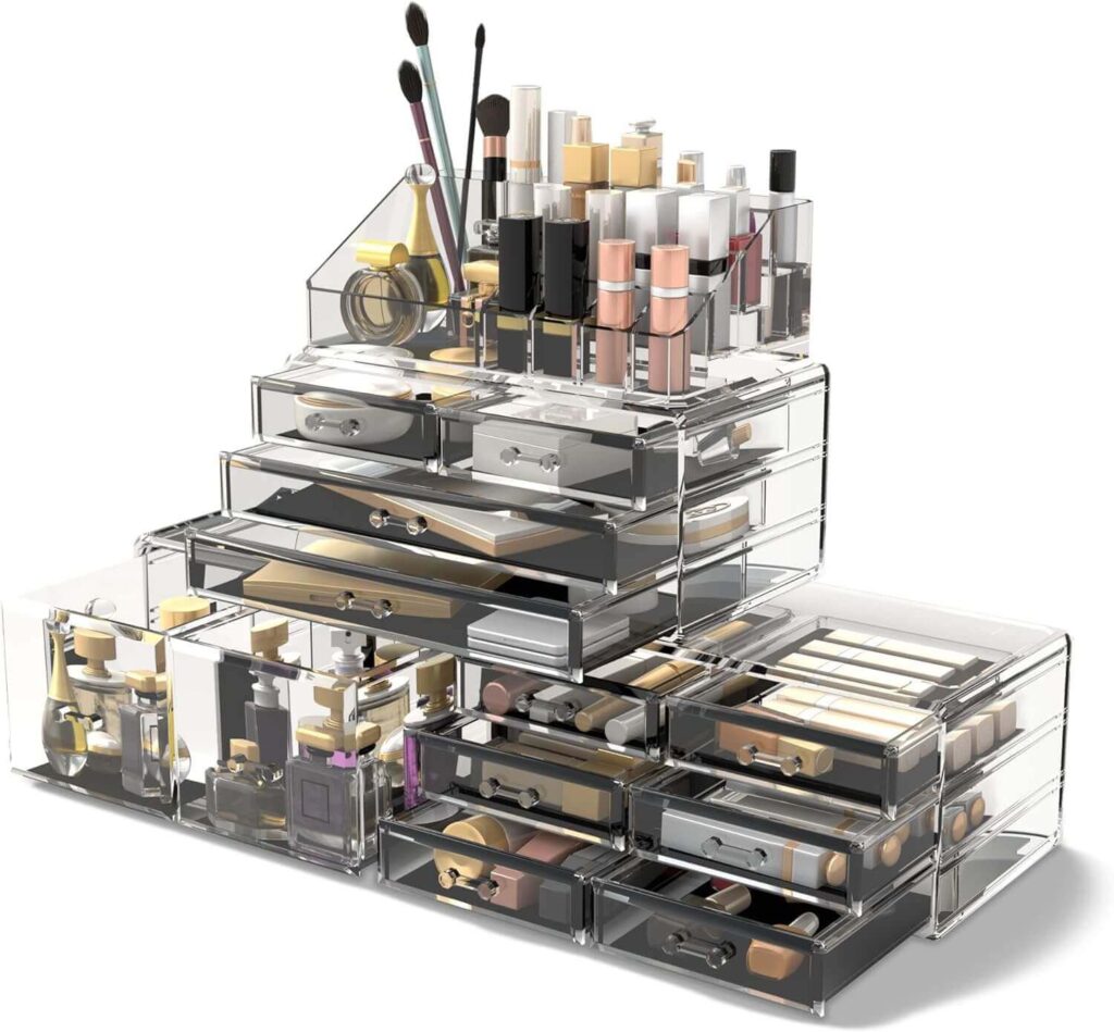 Organizador de Maquillaje y cosméticos, Almacenamiento con Bandejas