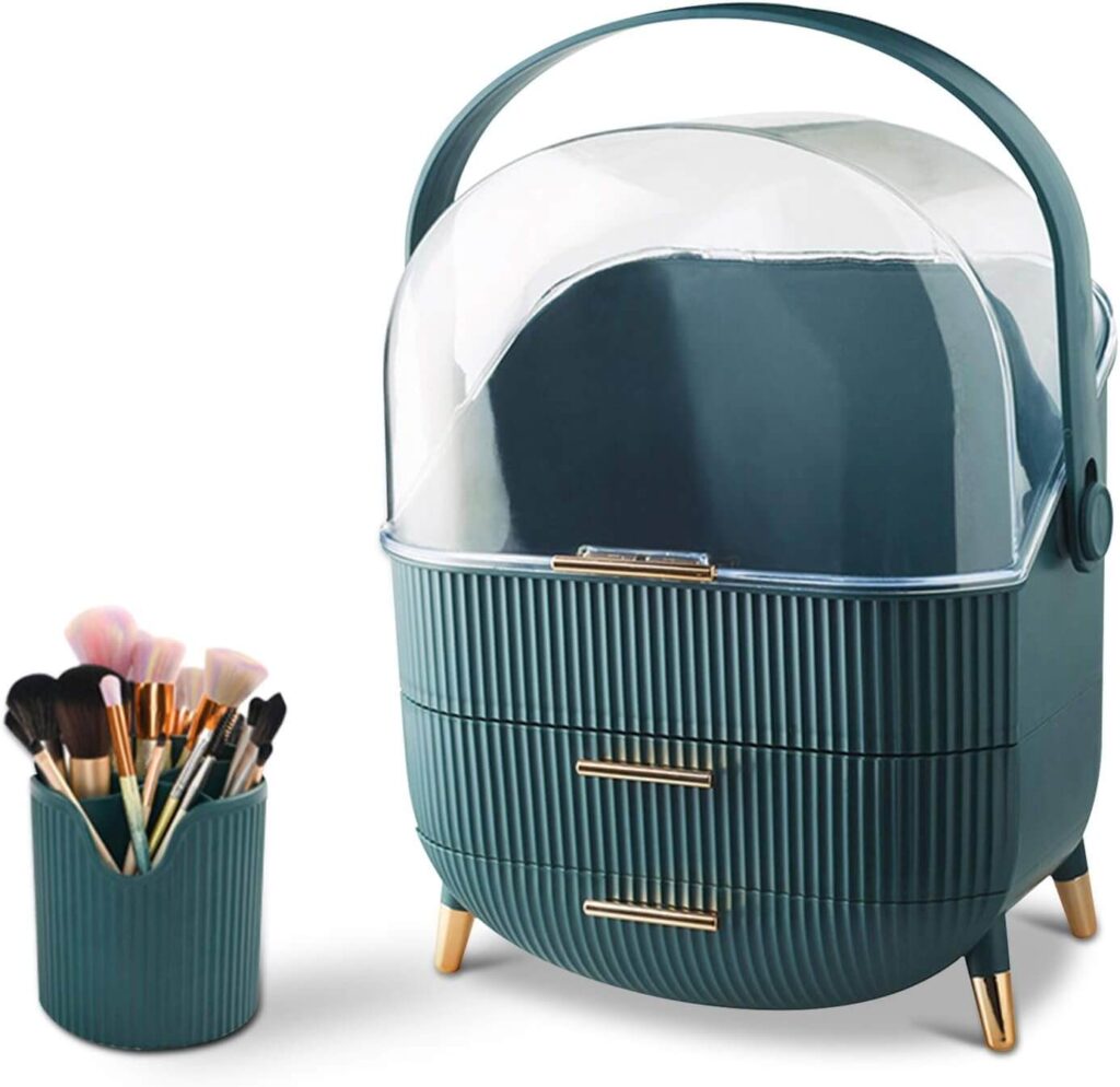 Galatée Organizador de maquillaje de oficina, cajones de almacenamiento de joyas de plástico y cosméticos, antipolvo