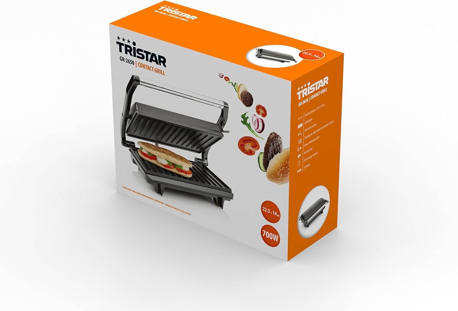 Parrilla eléctrica Tristar GR-2650, packing