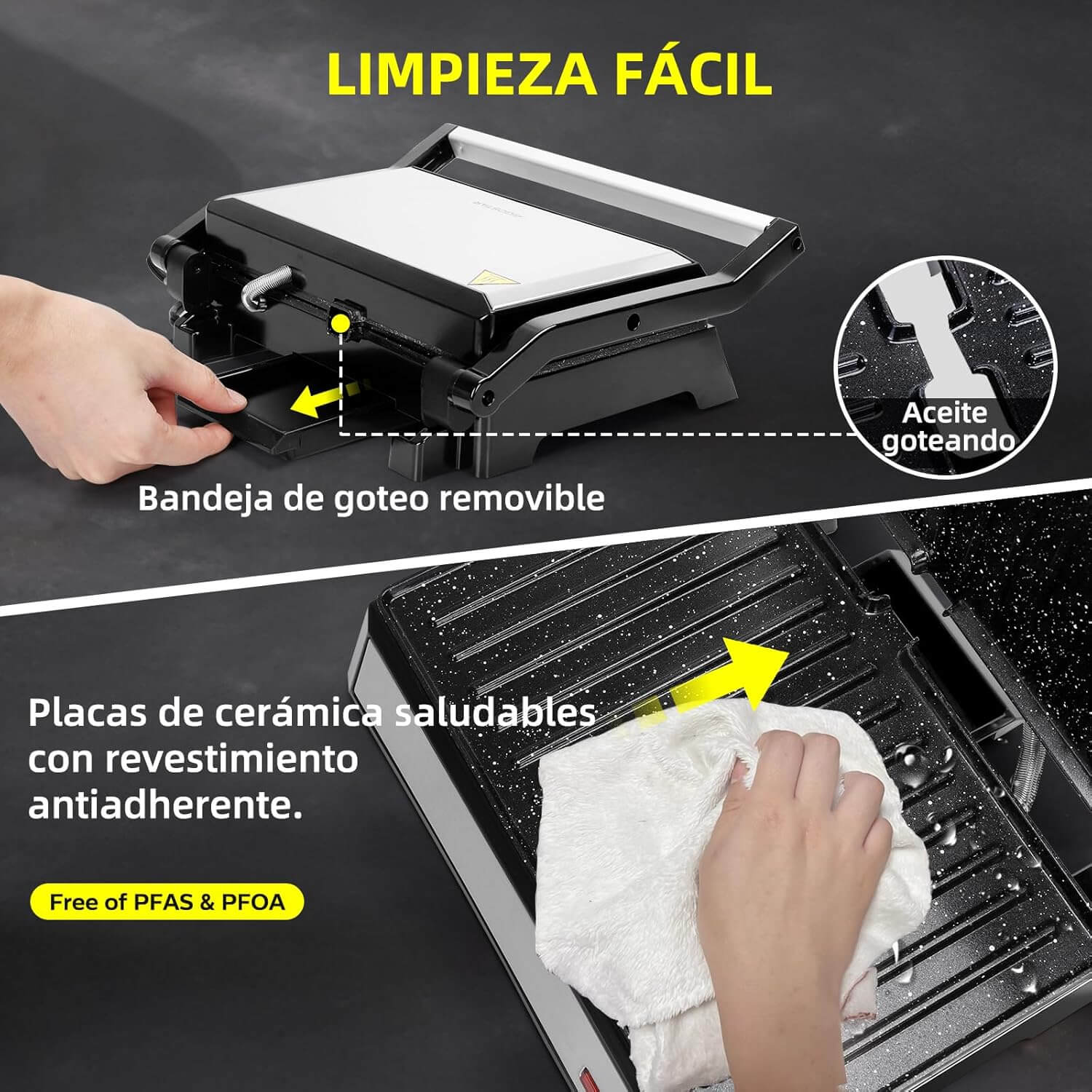 Aigostar Hett Pro 1500W, con bandeja recoge grasa