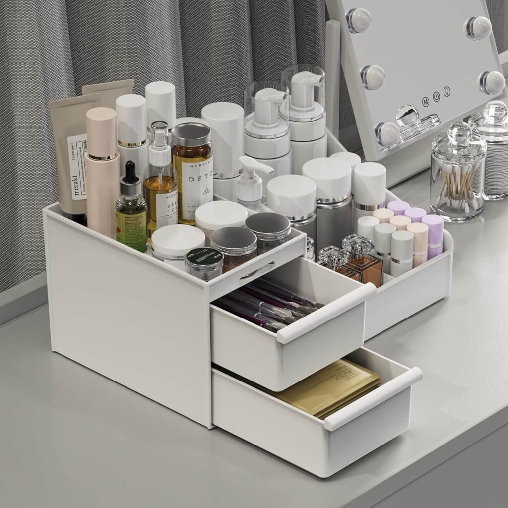 DancesCat Organizador de Maquillaje con Cajones, Almacenaje para Tocador Baño, Pintalabios, Organizador Perfumes