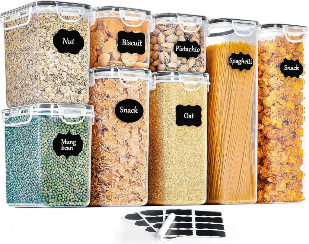 GoMaihe Botes de Cocina, Juego de 8 Piezas de Plástico, Alimentos Sellados con Tapa, Se Utiliza para Almacenar Cereales, Especias