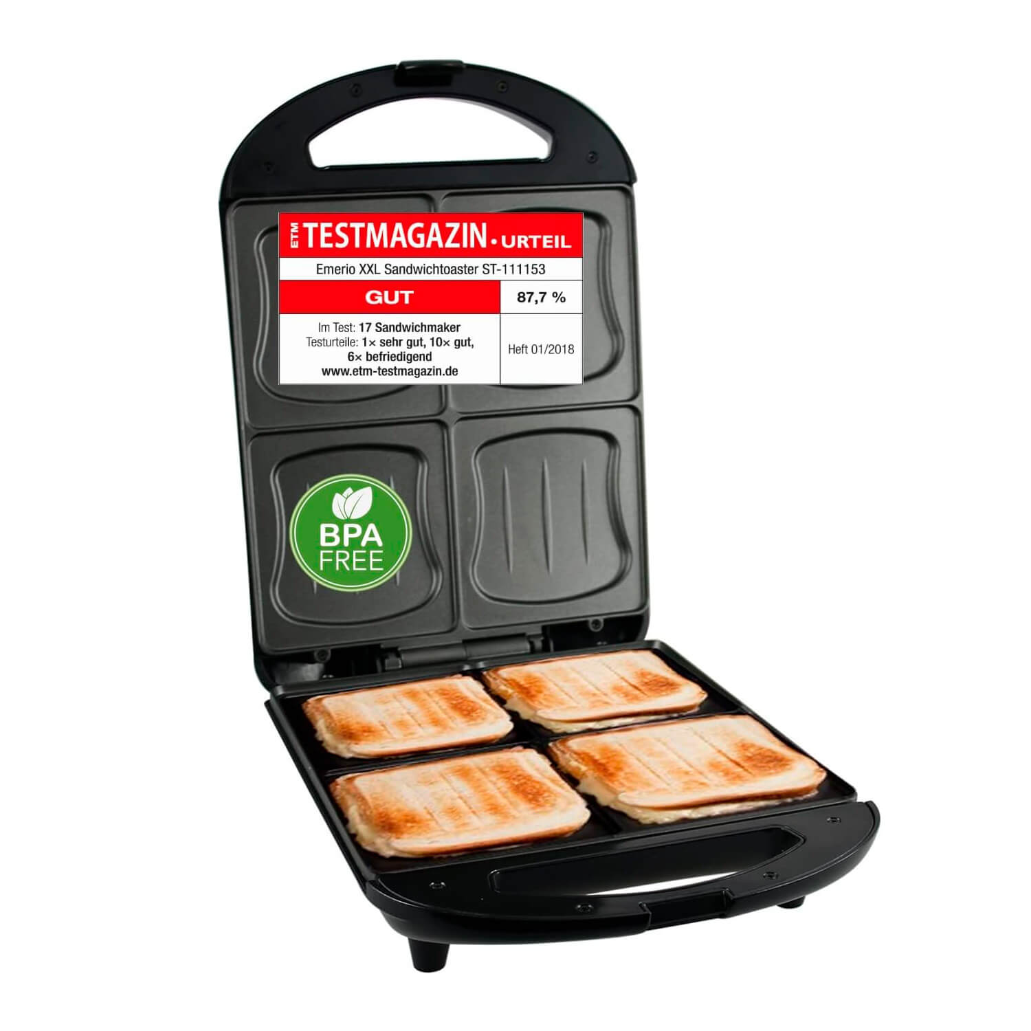 Sandwichera Emerio XXL Test 1300W