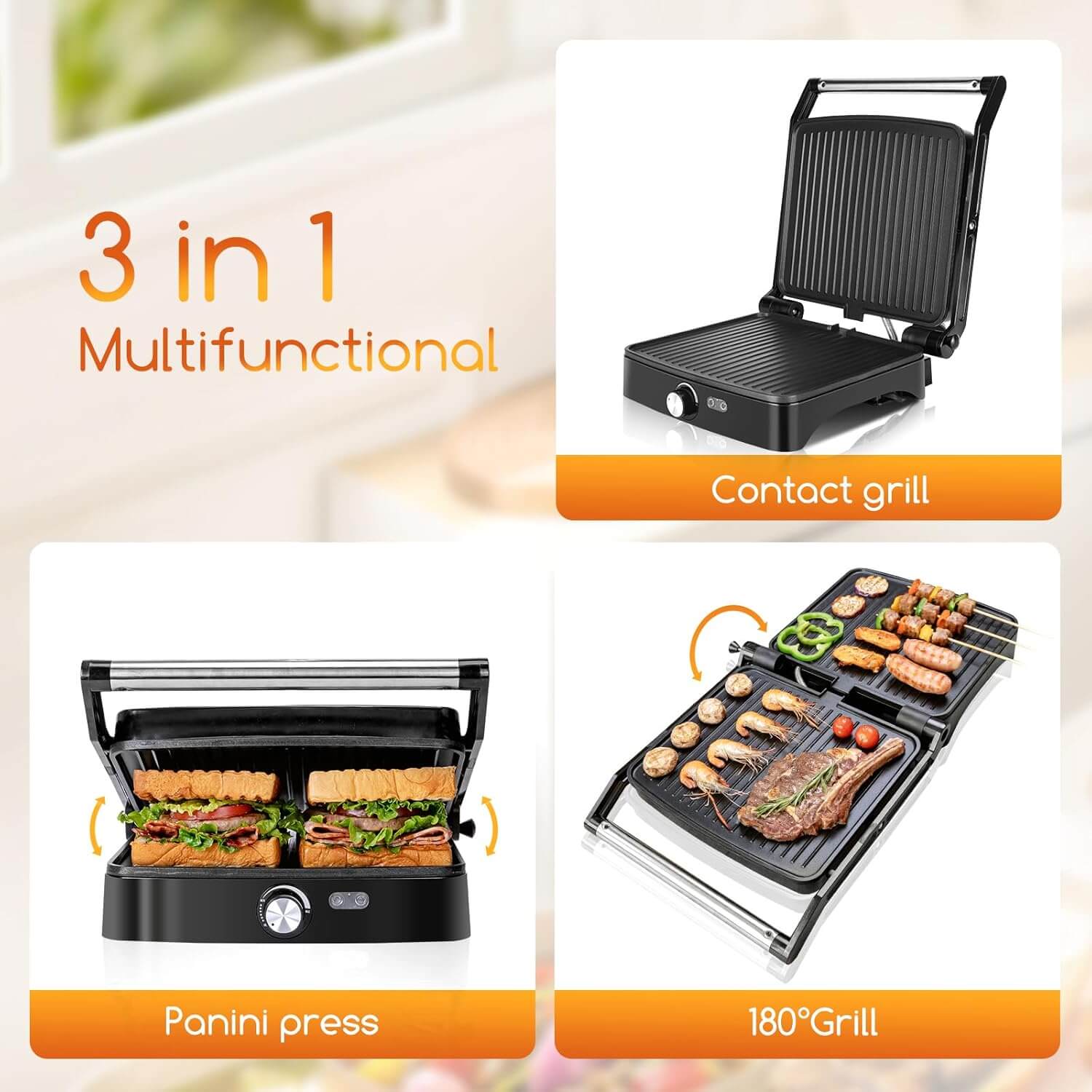 Parrilla Aigostar Calore 1800W, 3en1 multifuncional