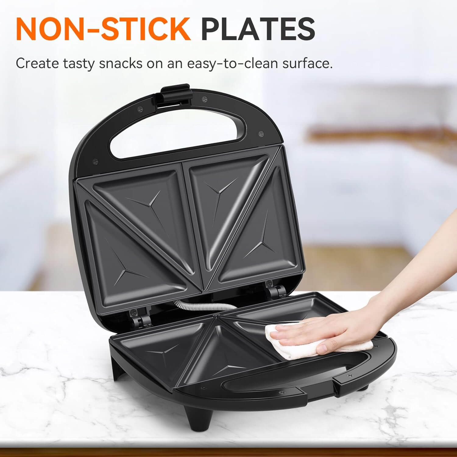 Sandwichera Snailar 750W, placas antiadherentes