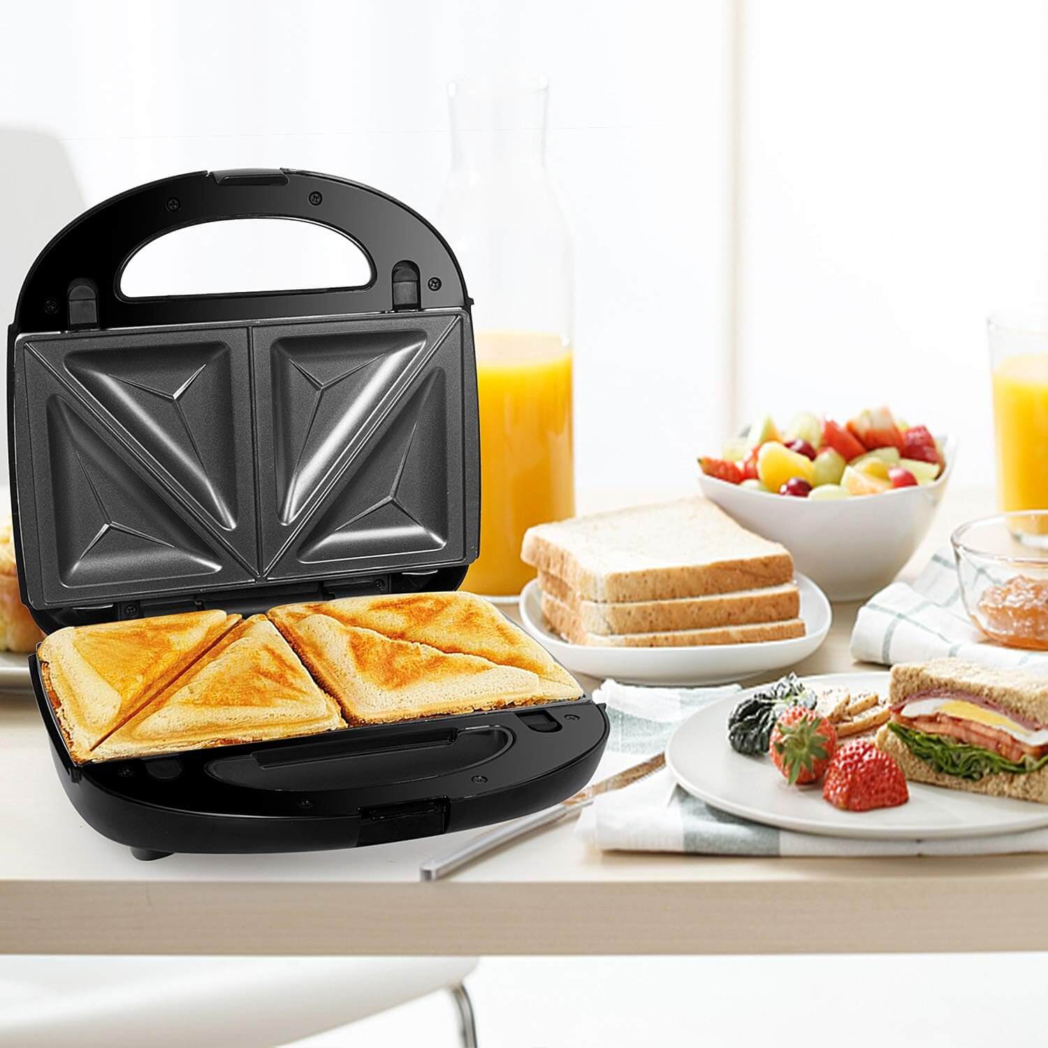 Sandwichera Gotoll 3en1 750W, bocadillos crujientes en minutos