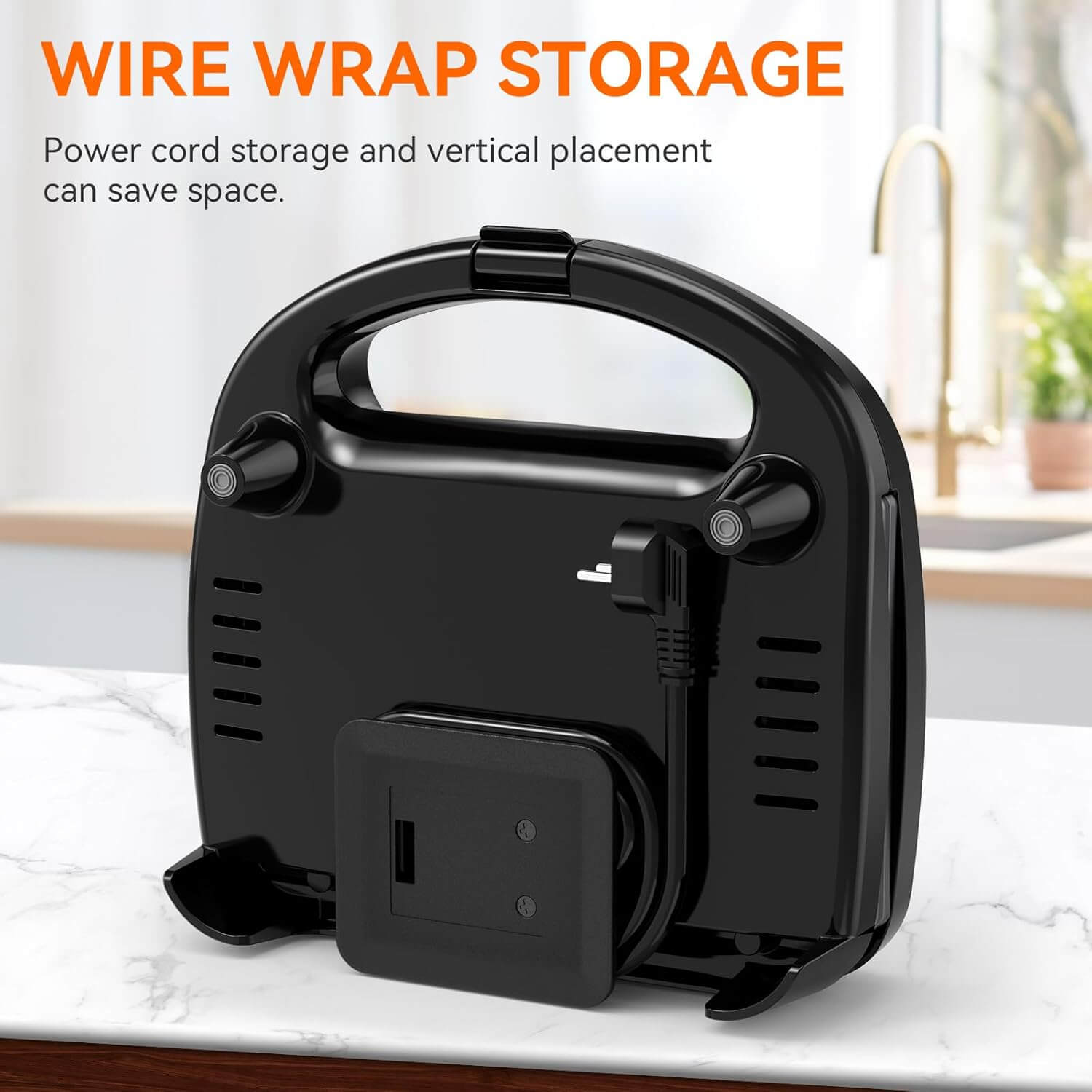 Sandwichera Snailar 750W, almacenamiento vertical y recogecables integrado