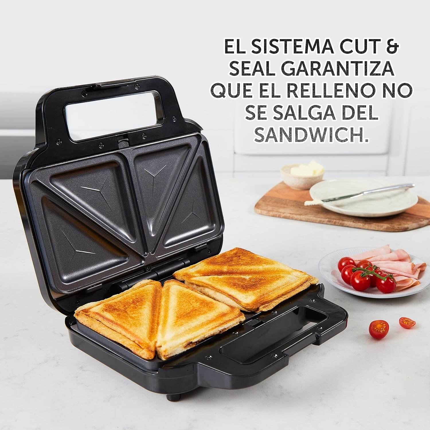 Sandwichera Breville 3-in-1 Ultimate, sistema cut & seal para sellar el sandwich