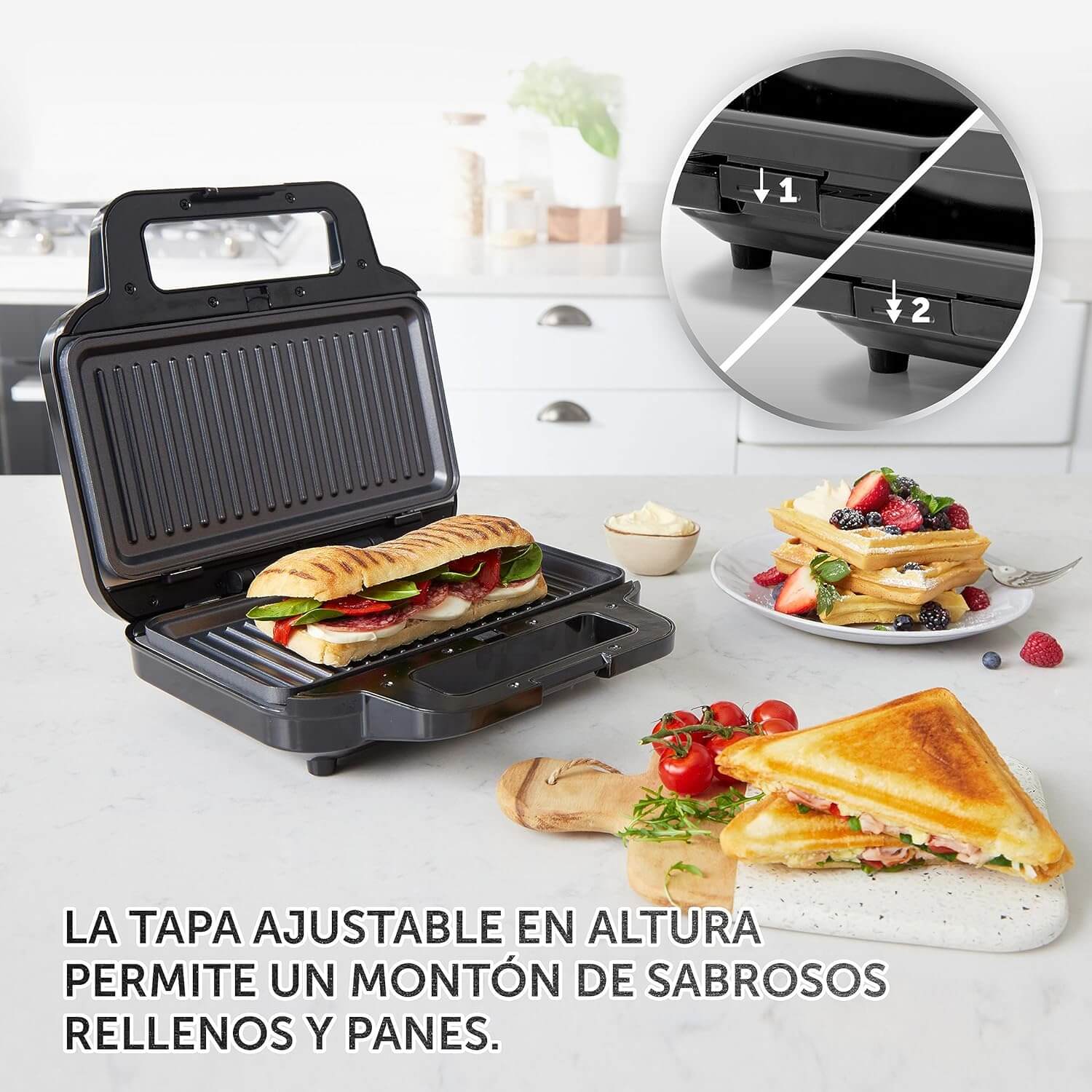 Sandwichera Breville 3-in-1 Ultimate, placas ajustables en altura